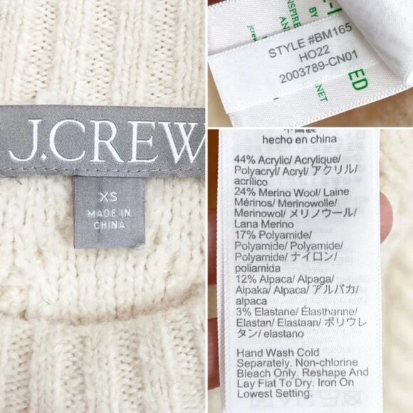 J.Crew Cable Knit Rollneck Sweater – Cream Merino Wool/Alpaca Blend – XS - Picture 5 of 5